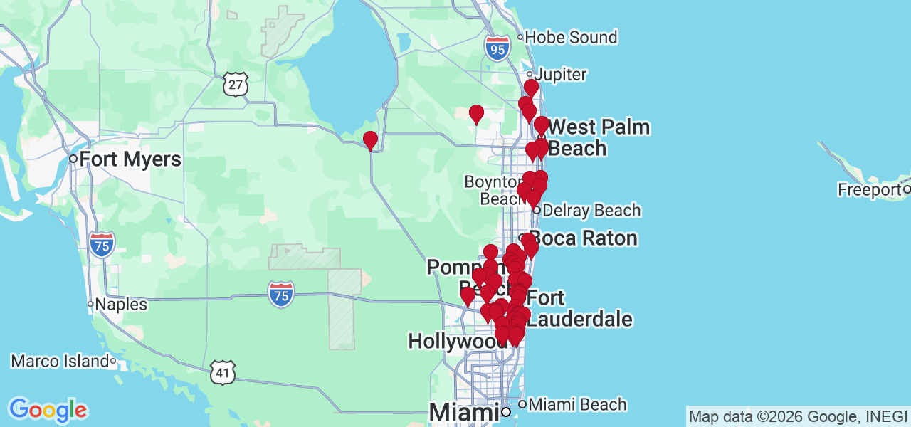 Map of where space is available in Southeast Coastal Florida