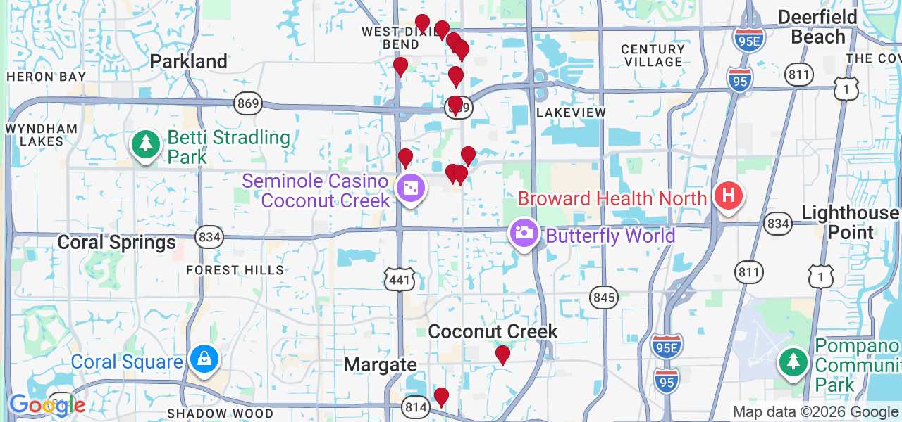 Map of where space is available in Coconut Creek