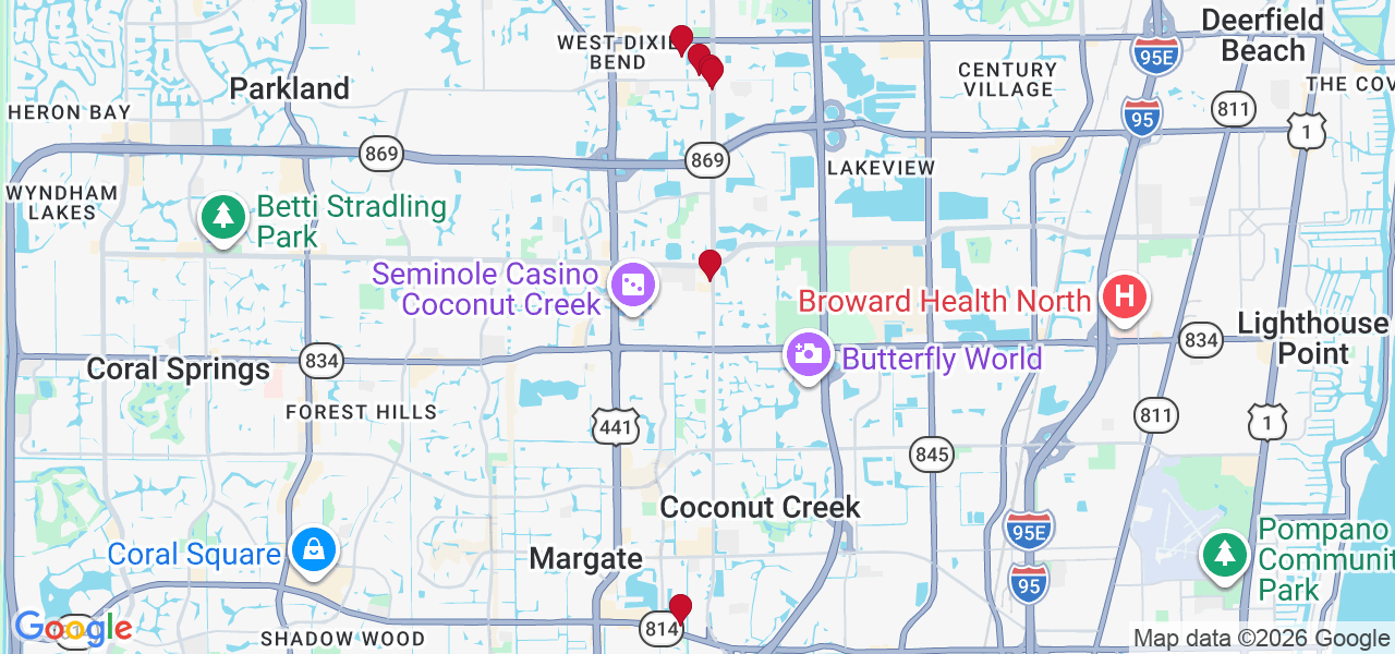 Map of where space is available in Coconut Creek