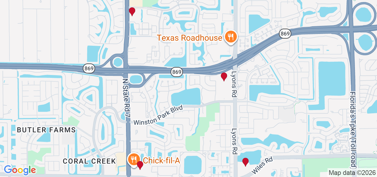 Map of where space is available in Coconut Creek