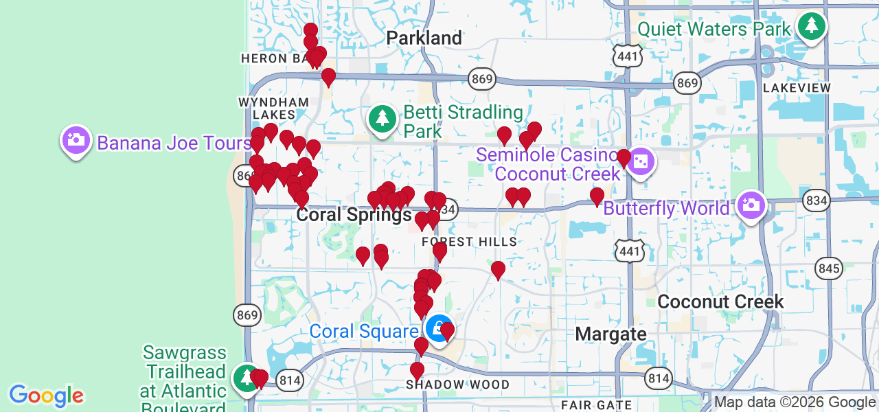 Map of where space is available in Coral Springs