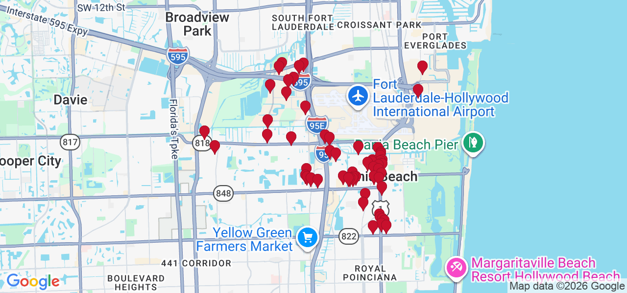 Map of where space is available in Dania Beach