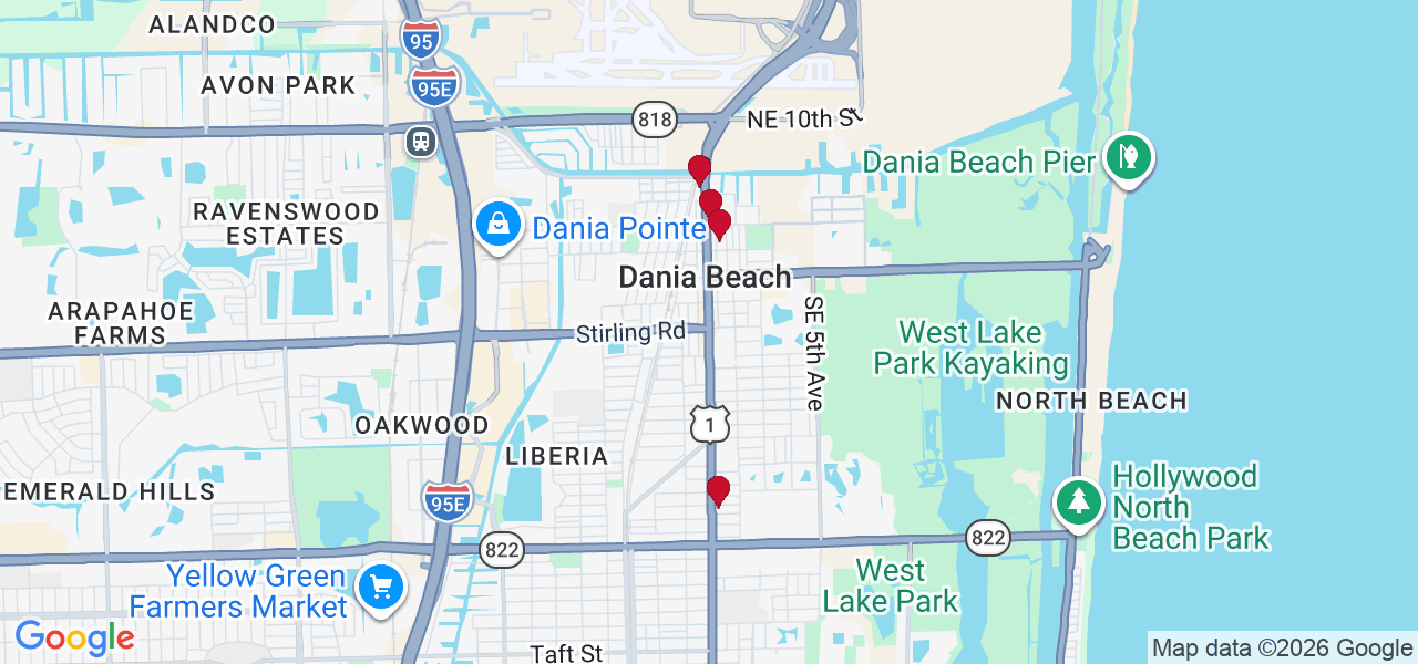 Map of where space is available in Dania Beach