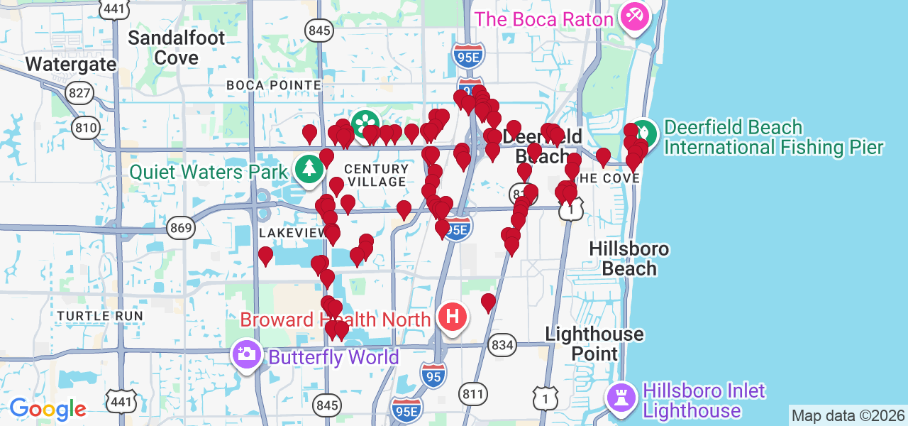 Map of where space is available in Deerfield Beach