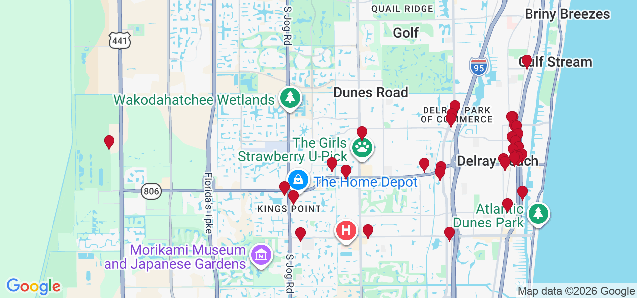 Map of where space is available in Delray Beach