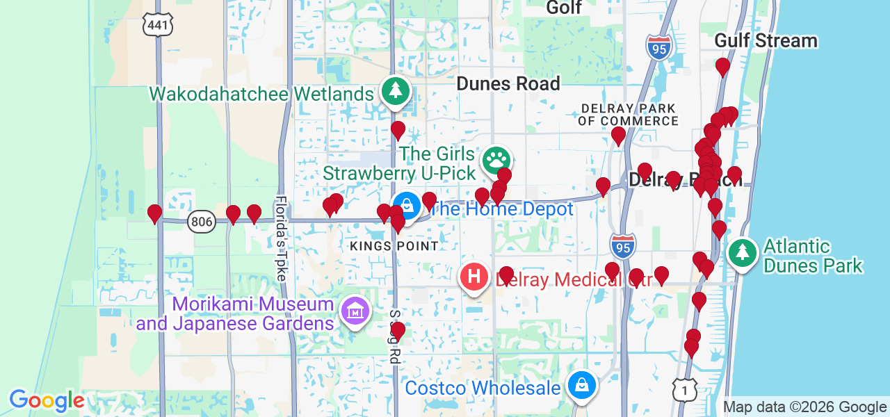 Map of where space is available in Delray Beach
