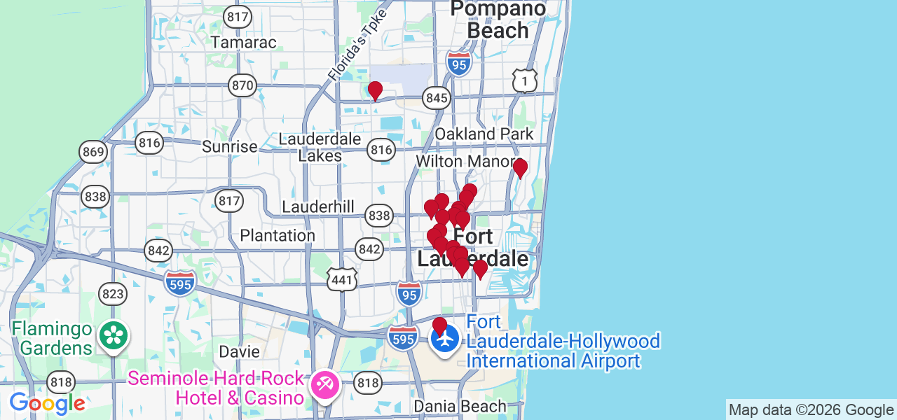 Map of where space is available in Fort Lauderdale