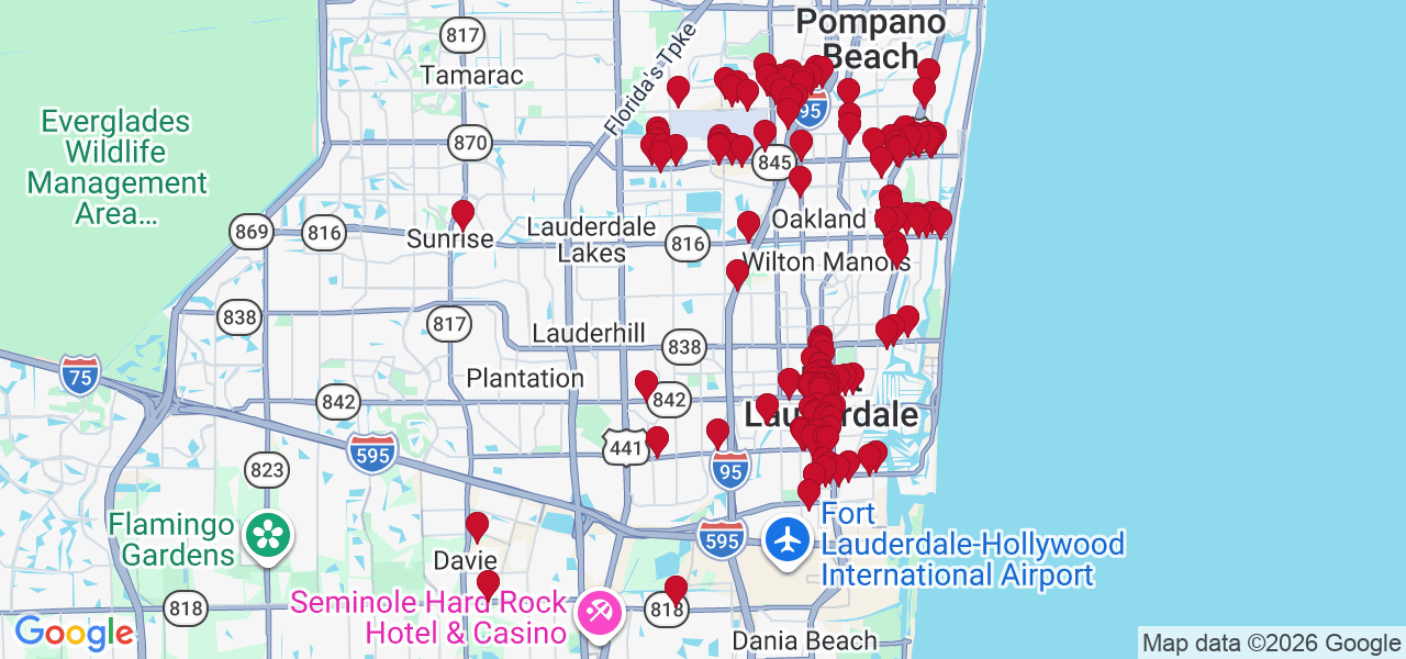 Map of where space is available in Fort Lauderdale
