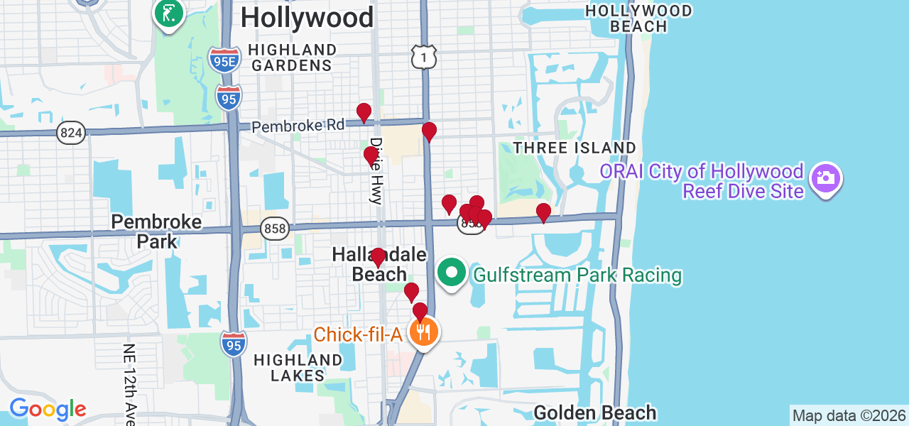Map of where space is available in Hallandale Beach