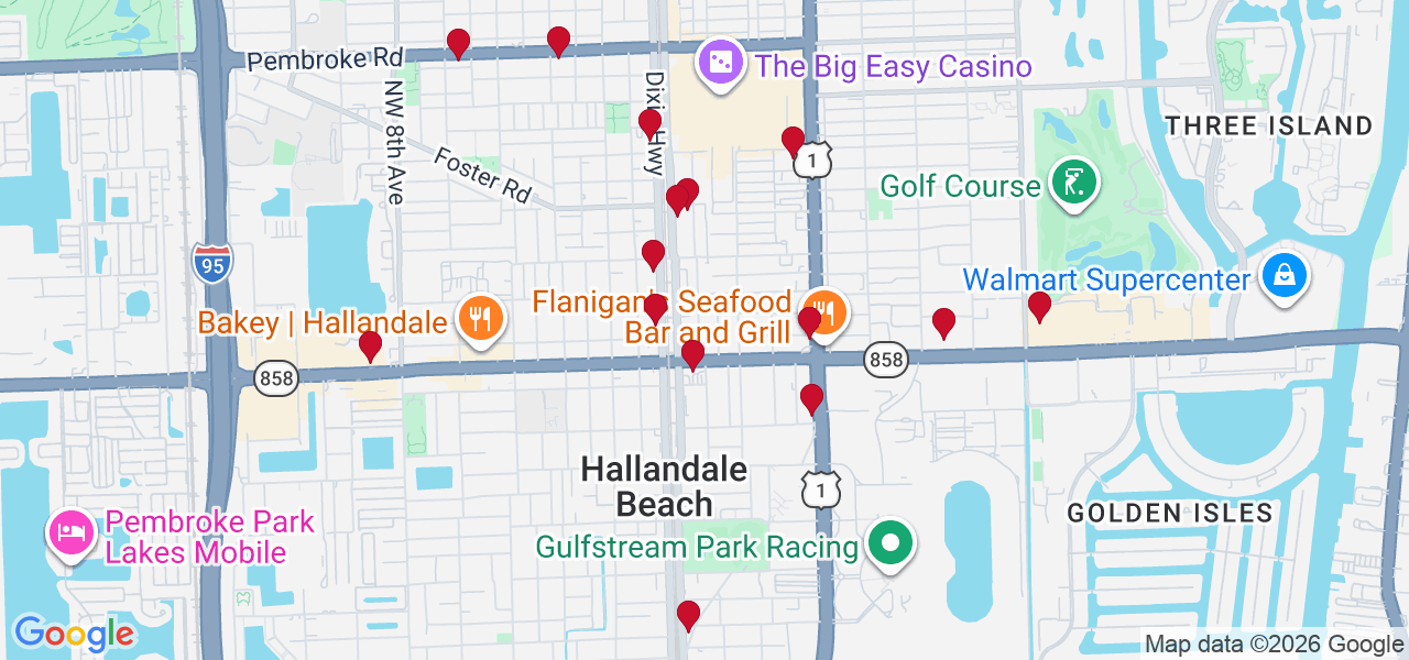 Map of where space is available in Hallandale Beach