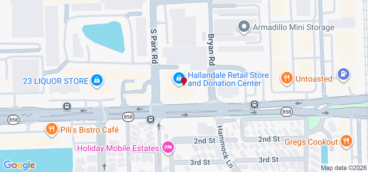 Map of where space is available in Hallandale