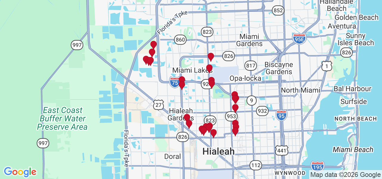 Map of where space is available in Hialeah