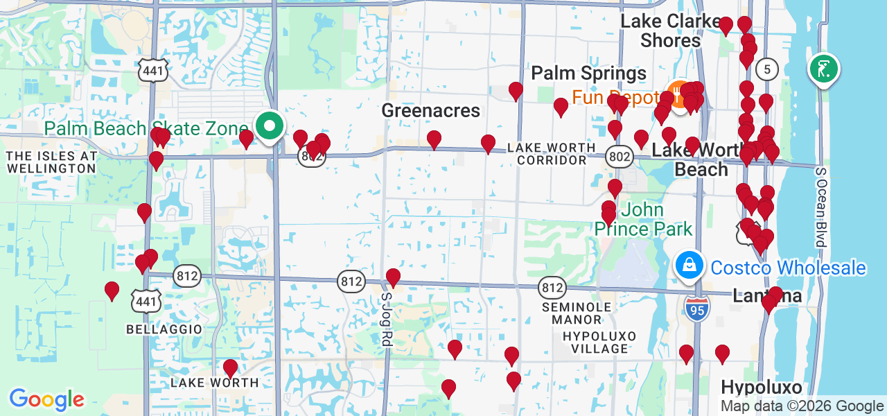 Map of where space is available in Lake Worth
