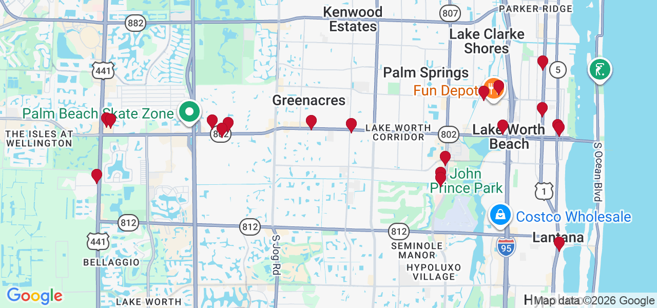 Map of where space is available in Lake Worth