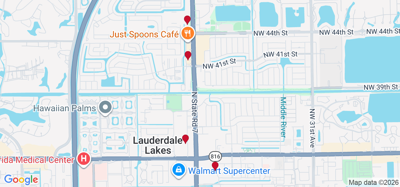 Map of where space is available in Lauderdale Lakes