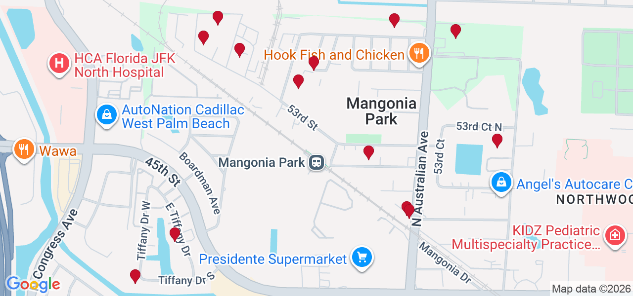 Map of where space is available in Mangonia Park