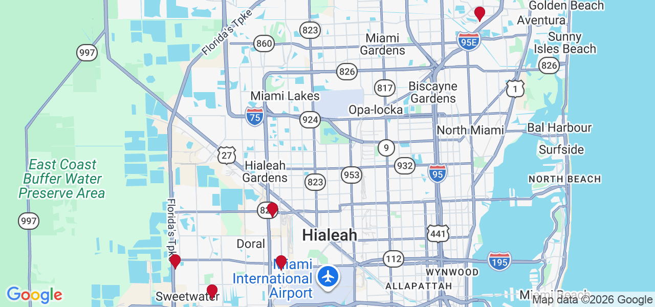 Map of where space is available in Miami