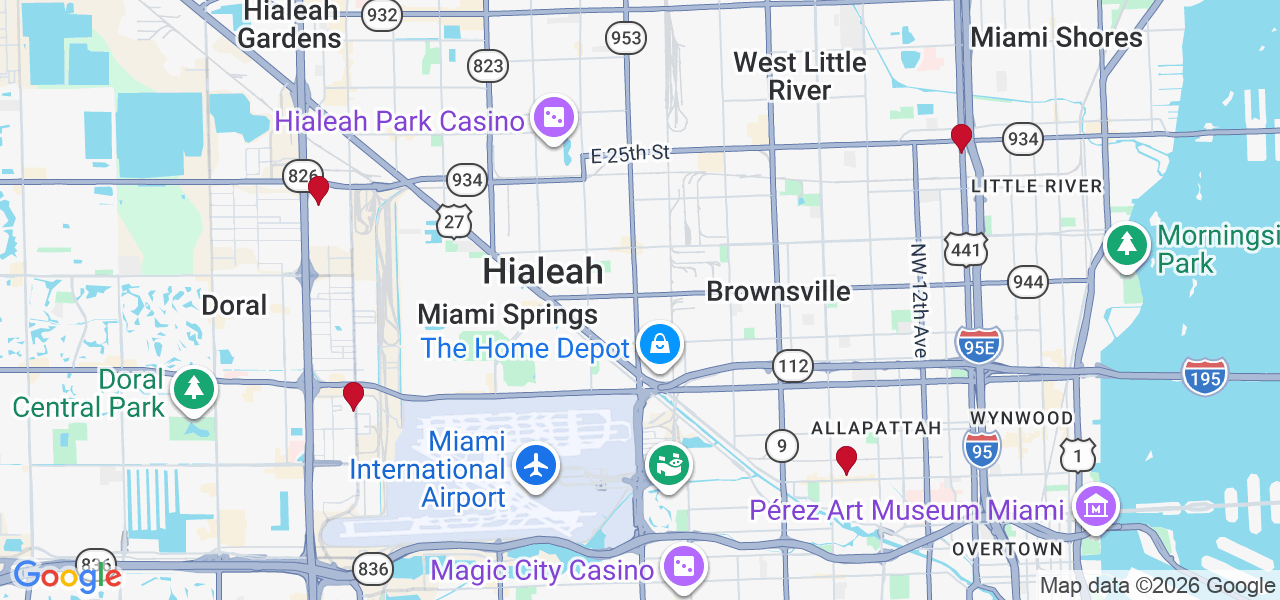 Map of where space is available in Miami