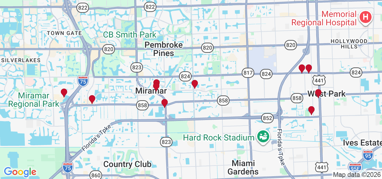 Map of where space is available in Miramar