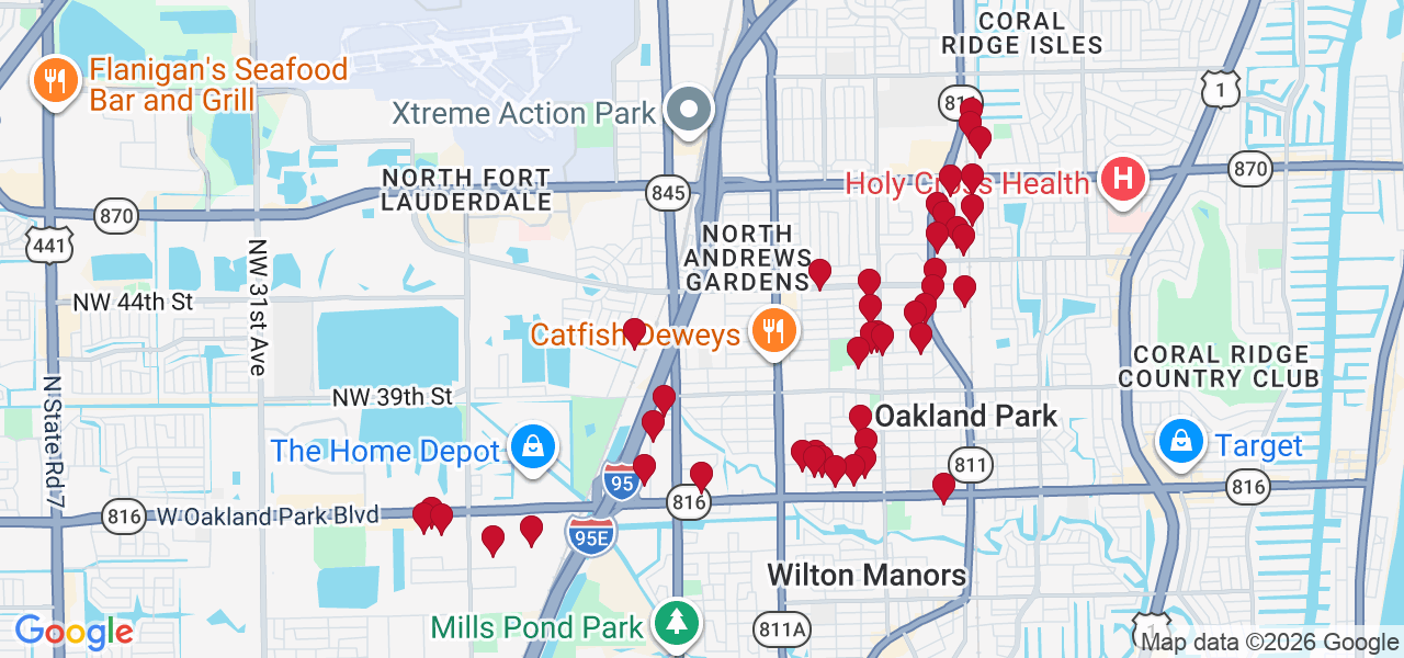 Map of where space is available in Oakland Park