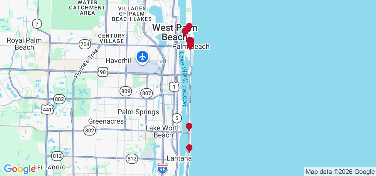 Map of where space is available in Palm Beach