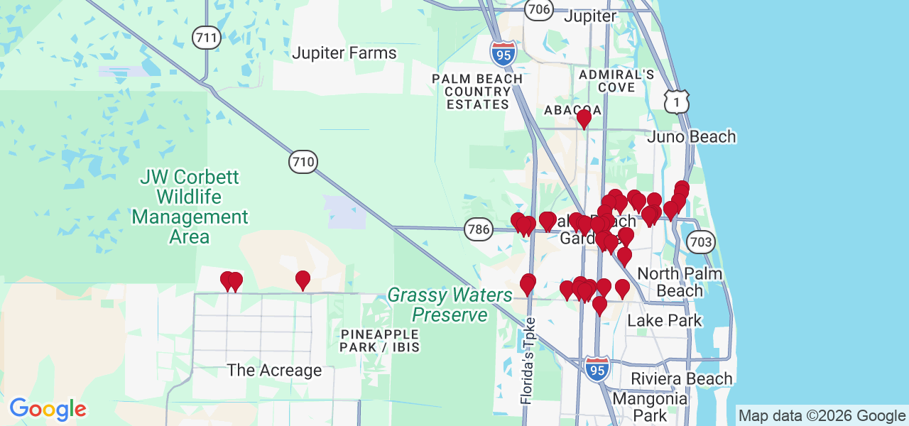 Map of where space is available in Palm Beach Gardens