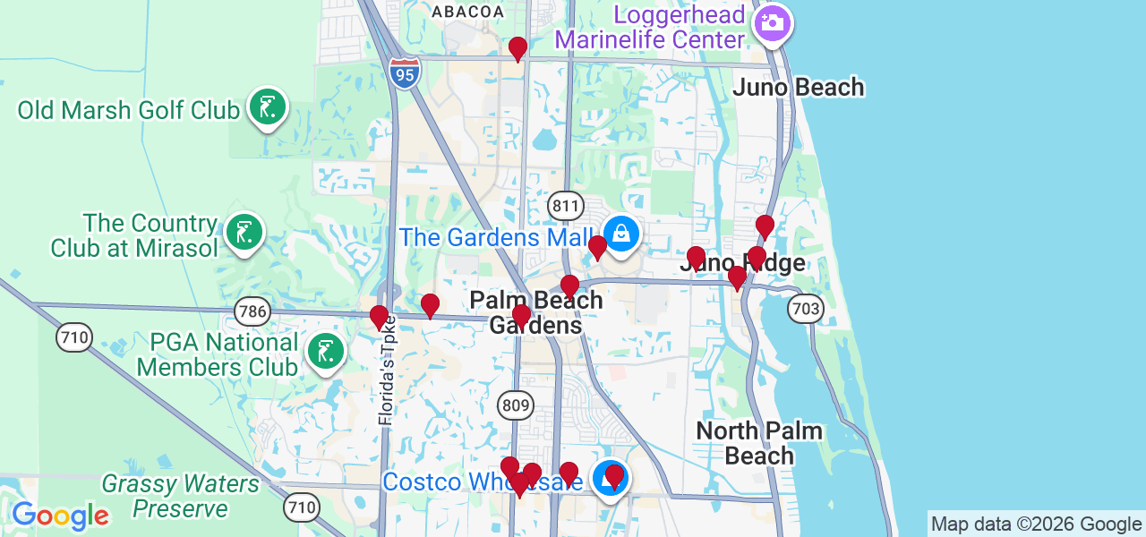 Map of where space is available in Palm Beach Gardens