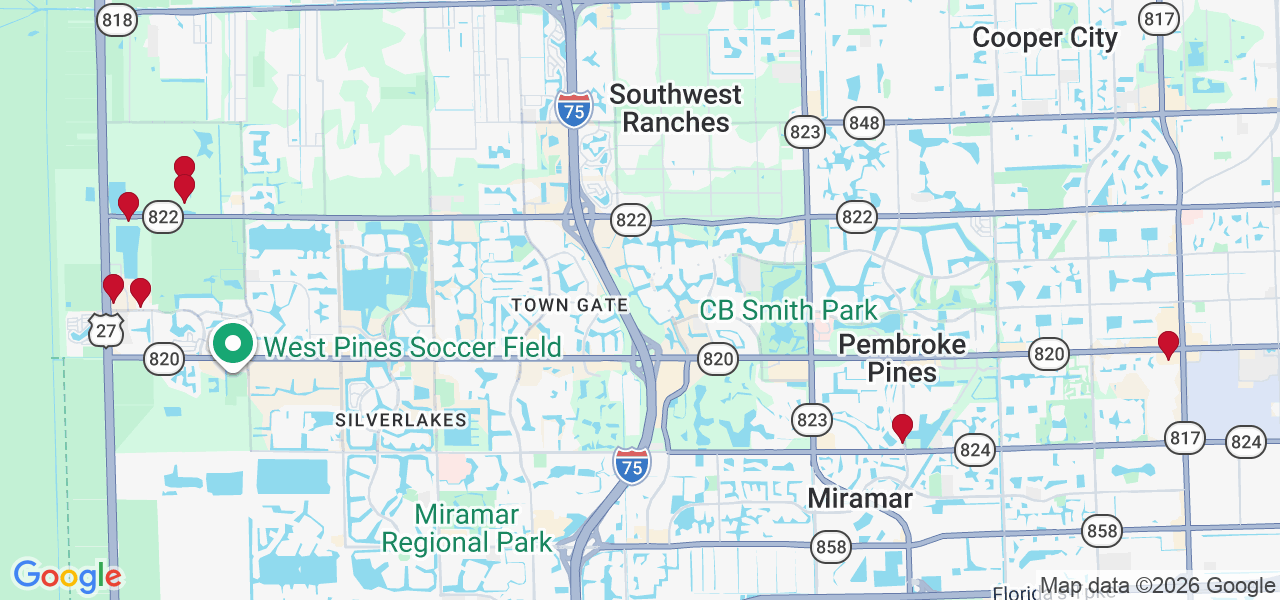 Map of where space is available in Pembroke Pines