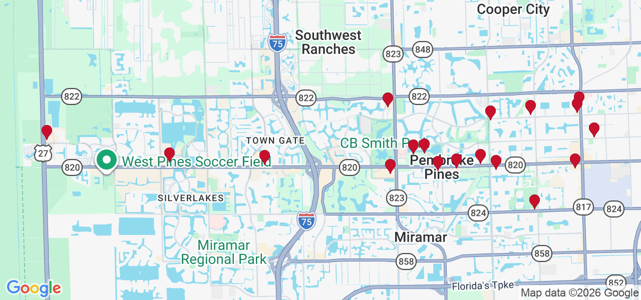 Map of where space is available in Pembroke Pines