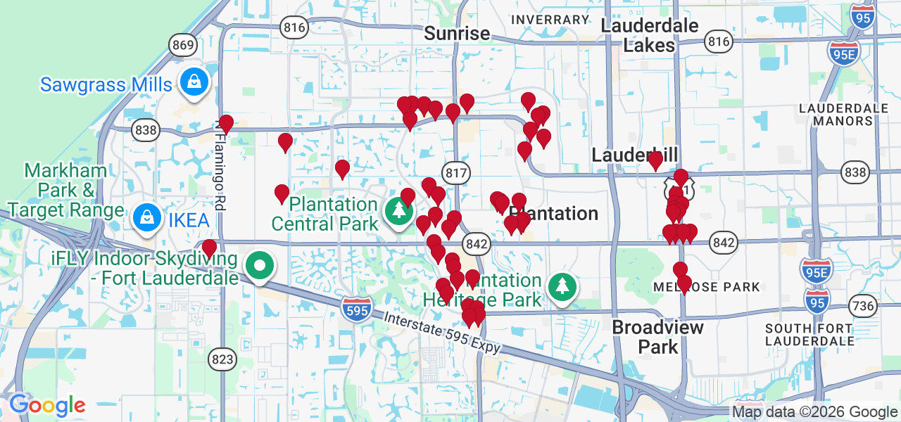 Map of where space is available in Plantation