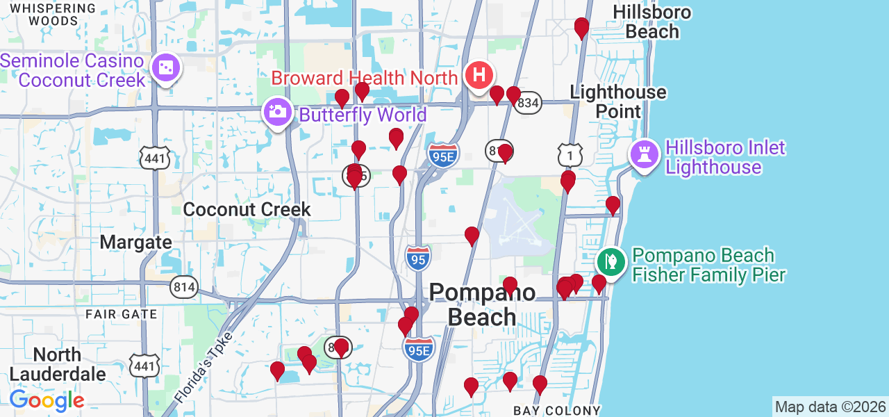 Map of where space is available in Pompano Beach