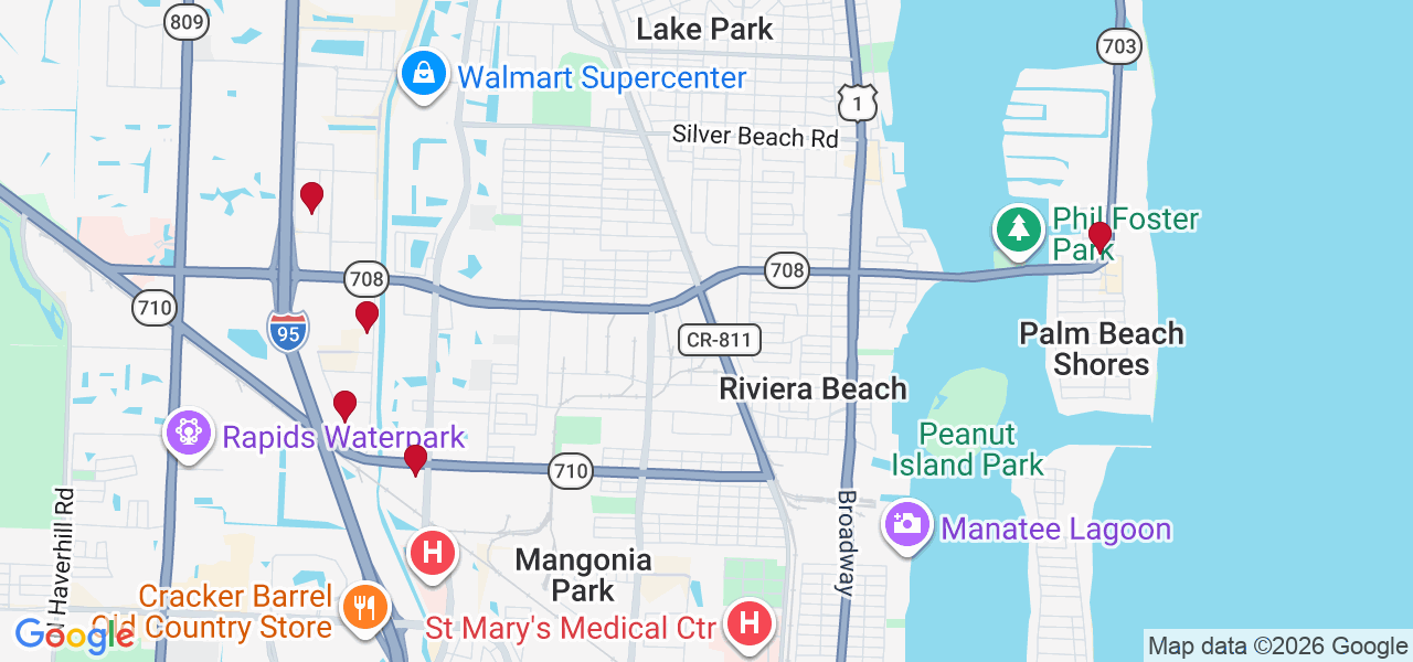 Map of where space is available in Riviera Beach