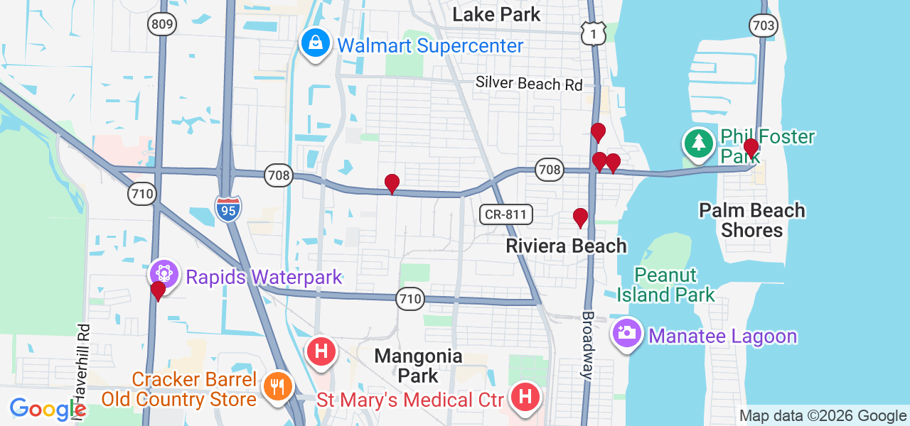 Map of where space is available in Riviera Beach