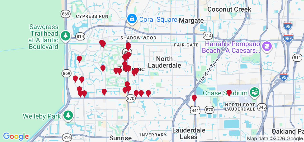 Map of where space is available in Tamarac