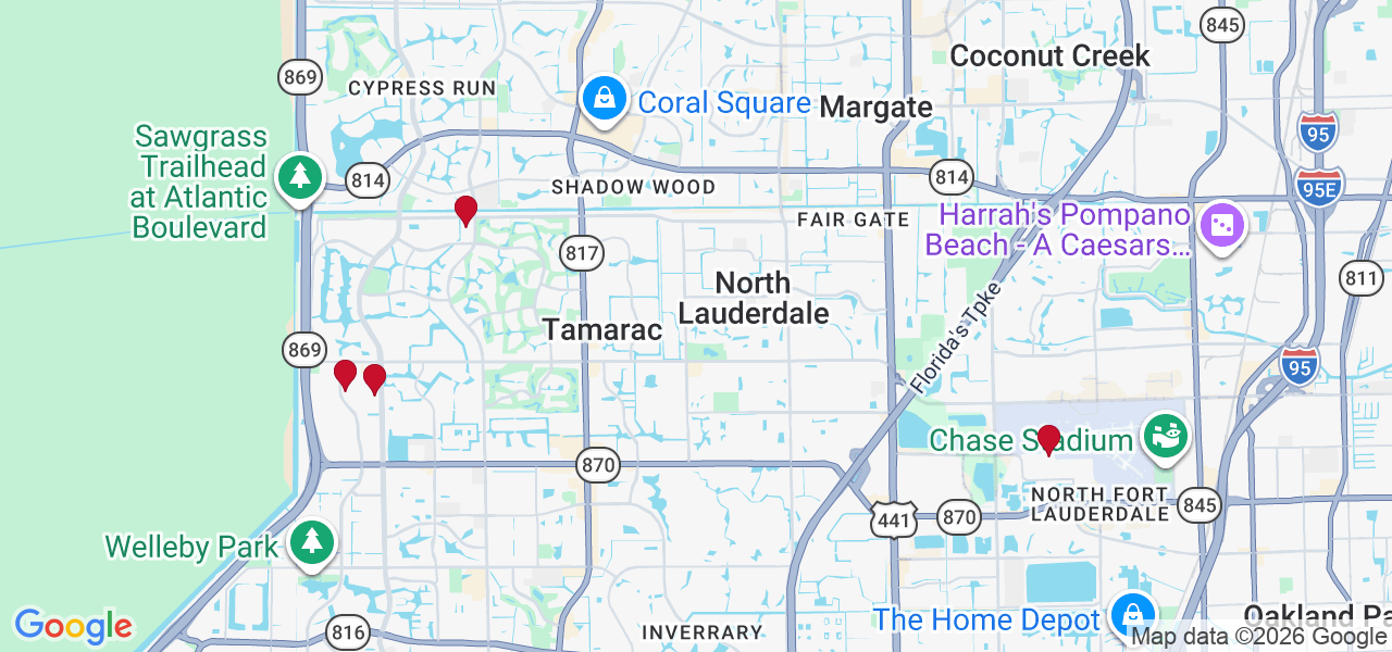 Map of where space is available in Tamarac