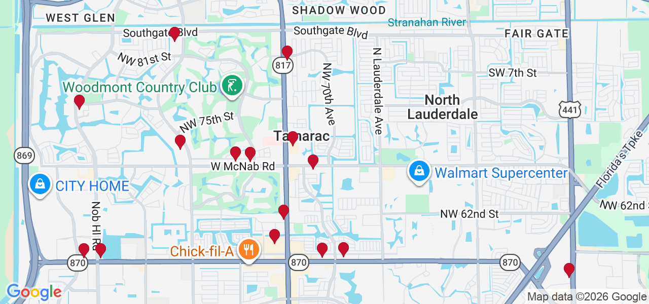 Map of where space is available in Tamarac