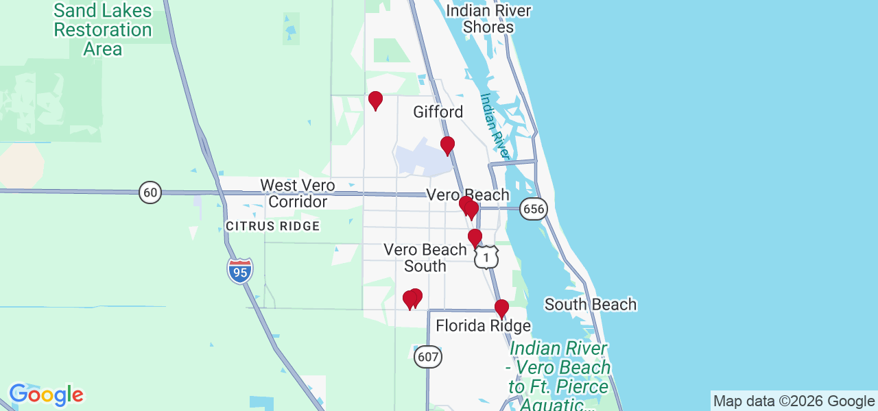 Map of where space is available in Vero Beach
