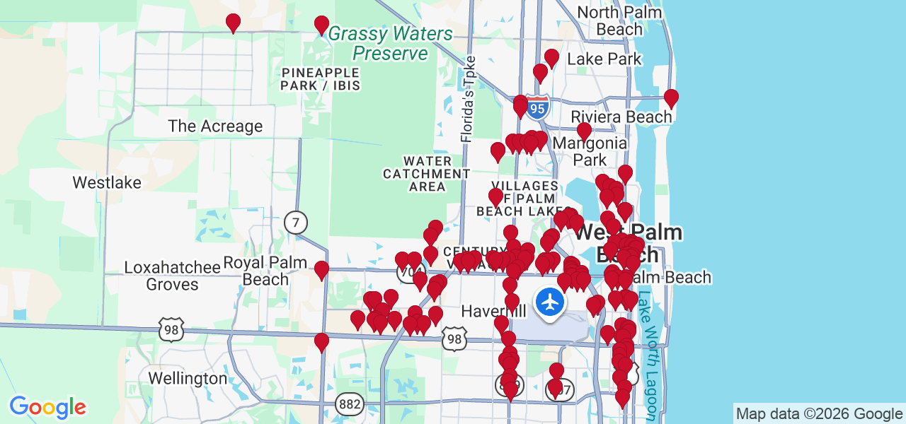 Map of where space is available in West Palm Beach