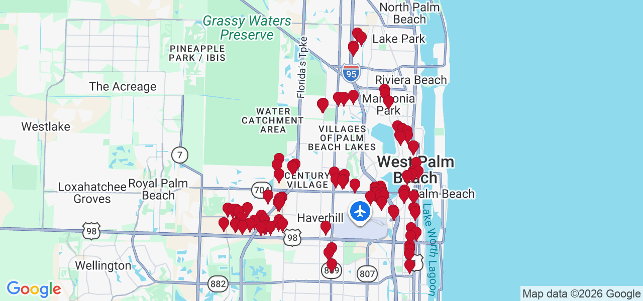 Map of where space is available in West Palm Beach