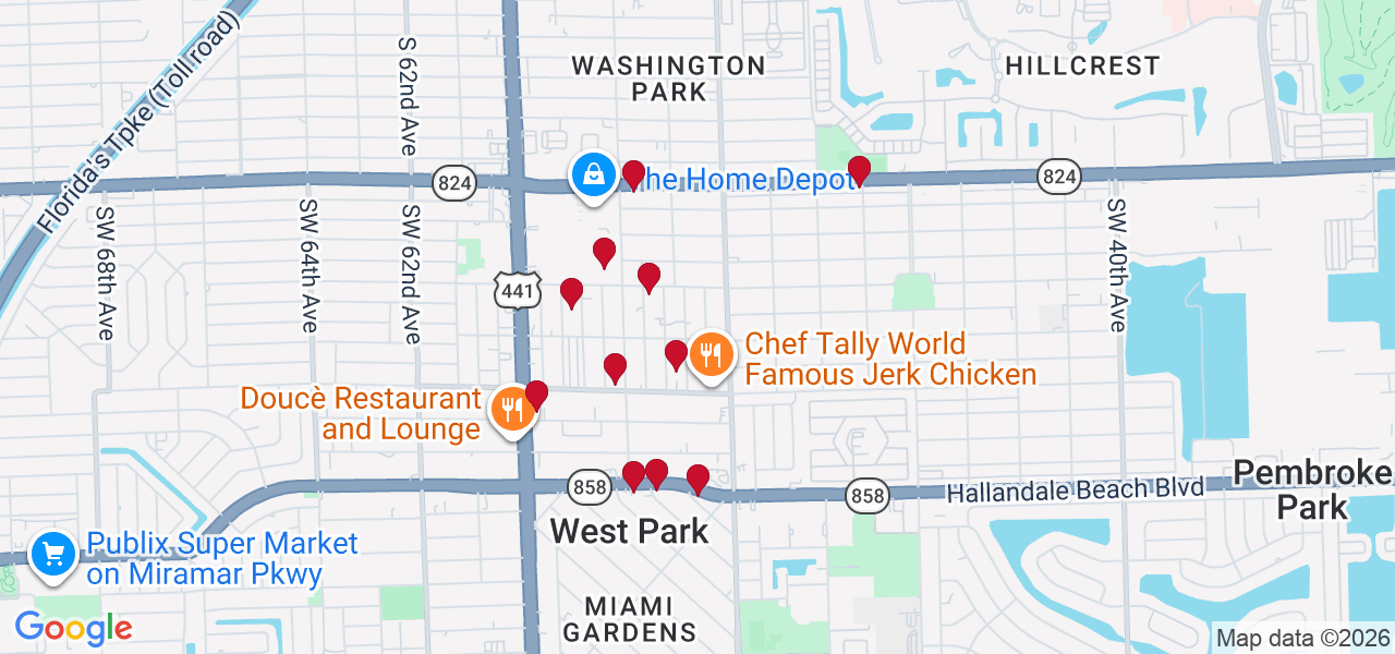 Map of where space is available in West Park