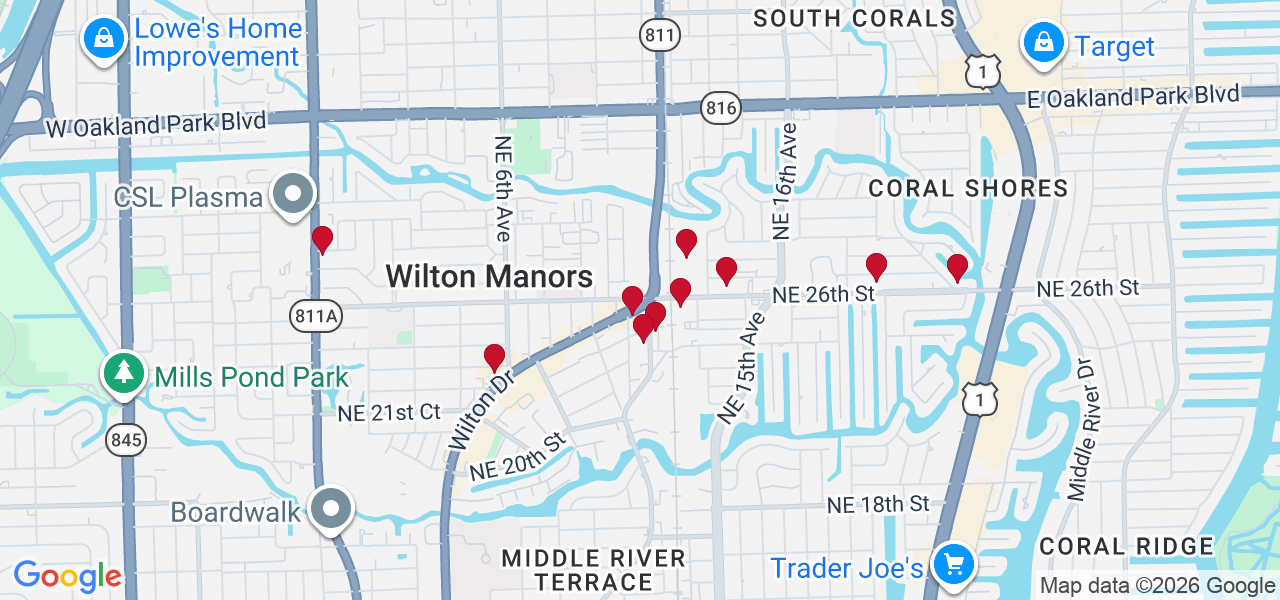 Map of where space is available in Wilton Manors